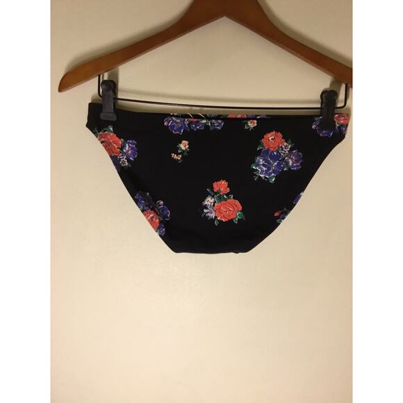 TORY BURCH SWIMWEAR BLACK TEA ROSE FLORAL PRINT BIKINI BOTTOMS HIPSTER Sz XS NWT - Picture 3 of 8
